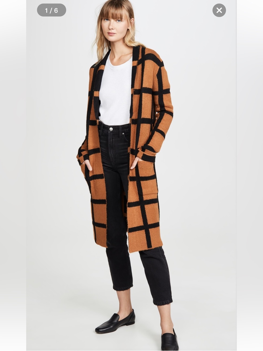 Lost + Wander Women’s Valle Camel Sweater Jacket With Checks Size XS/S